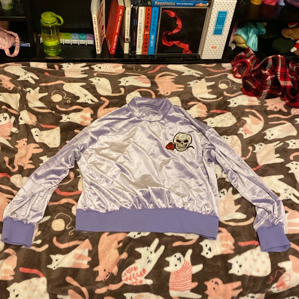 Halloween & Rose Embroidery Velvet Sweatshirt